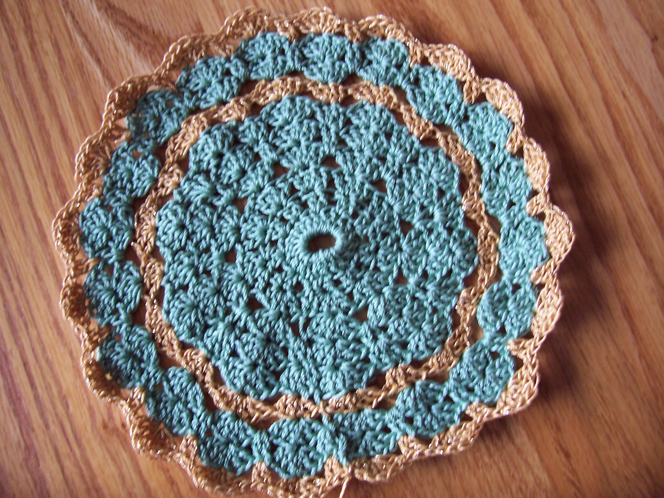 Sage & Gold Shabby Chic Crocheted Doilies